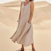Dames zomerjurk mouwloos - Ronde hals relaxed fit