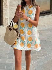 Dames zomerjurk mouwloos met bloemenprint mini