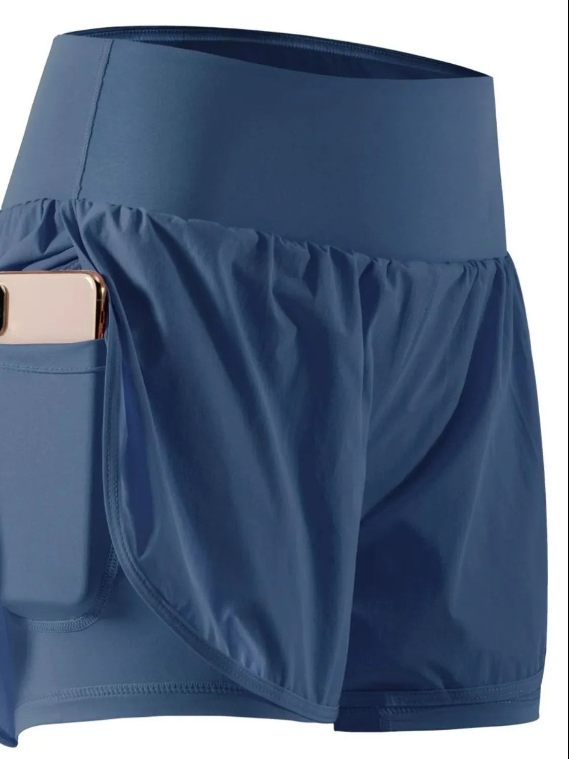 Dames sportshorts high waist met zakken voor fitness