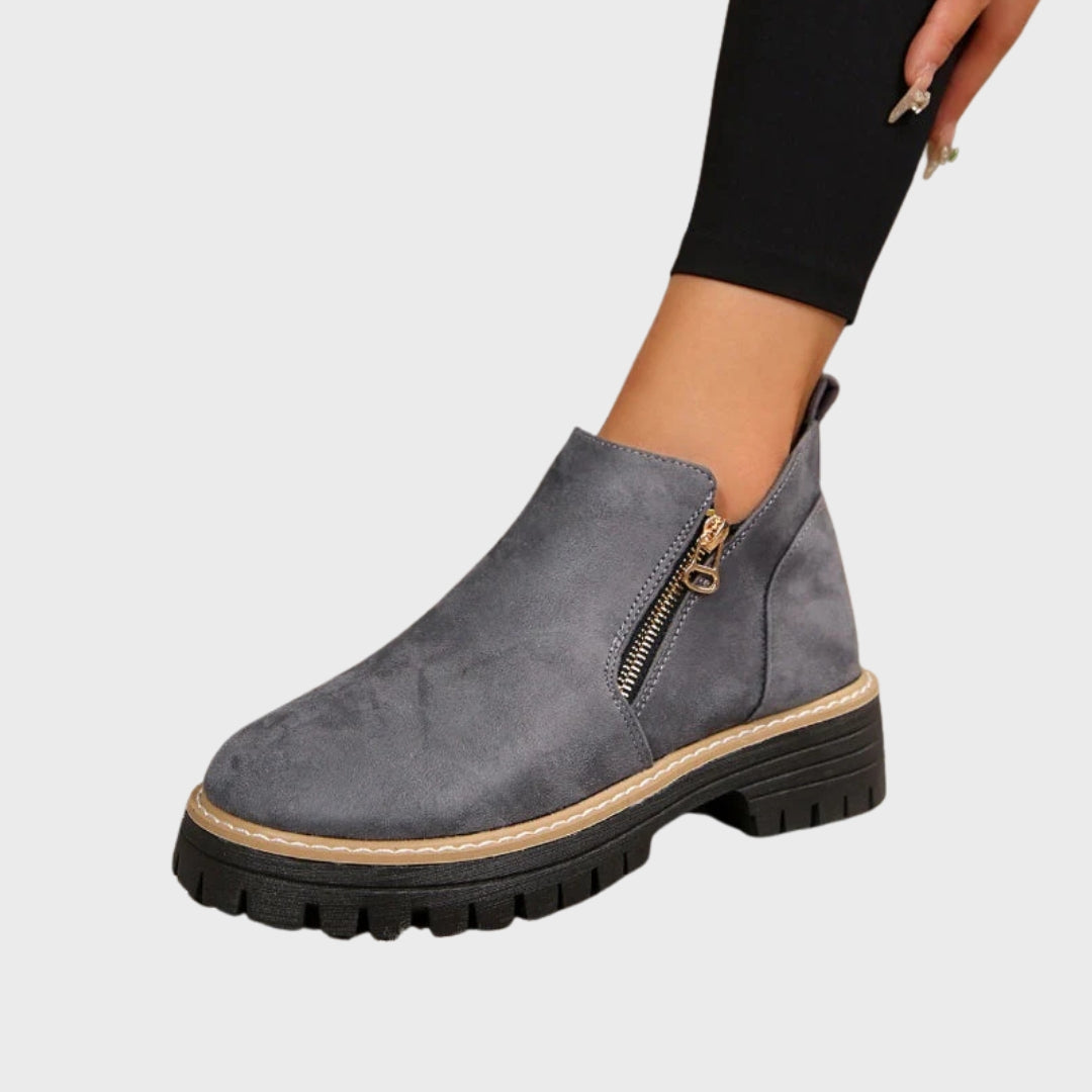 Dames enkellaarsjes met suède-look