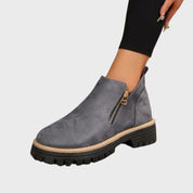 Dames enkellaarsjes met suède-look