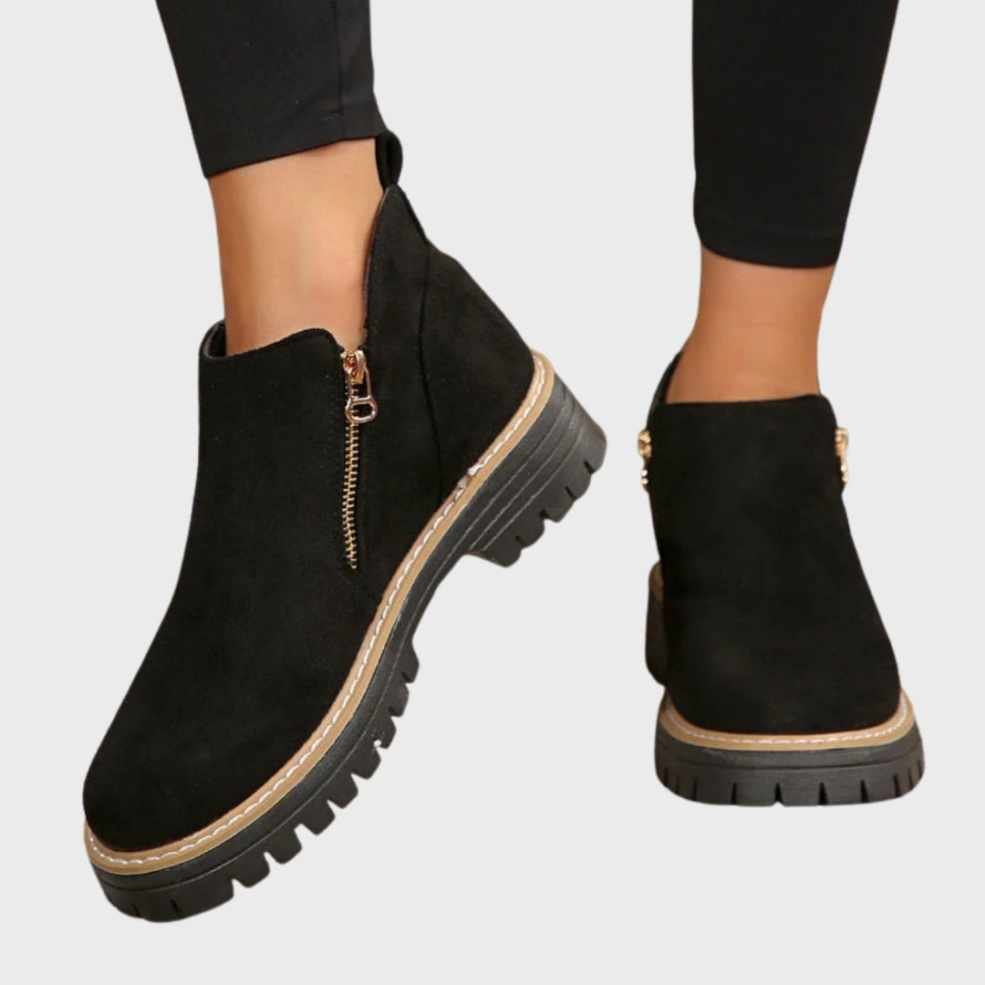 Dames enkellaarsjes met suède-look