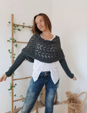 Dames 2-in-1 wikkelsjaal met mouwen | Bolero voor winter