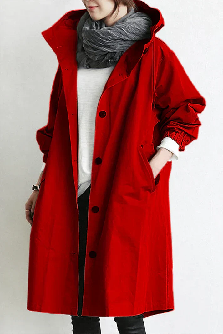 Damesjas met capuchon en knopen | Trenchcoat