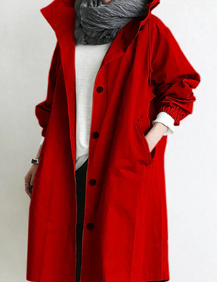 Damesjas met capuchon en knopen | Trenchcoat