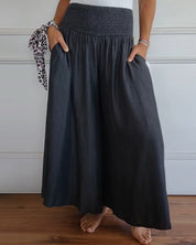 Dames wijde broek met hoge taille en elastische tailleband