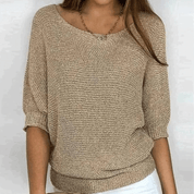 Luchtige dames trui | Halflange mouw gebreid shirt