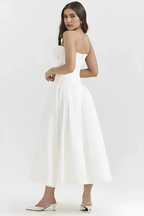 Corset Midi Jurk met Volle Rok