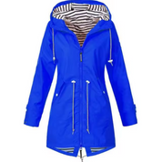Dames regenjas met capuchon | Waterafstotende jas met trekkoord taille