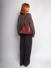 Grote Dames Schoudertas Glanzende Afwerking | Ruime Leren Look Tas met Pouch