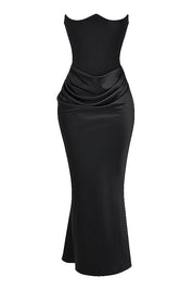 Satijnen Strapless Corset Maxi Jurk
