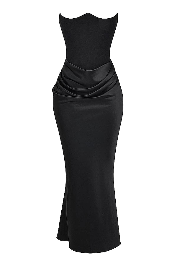 Satijnen Strapless Corset Maxi Jurk