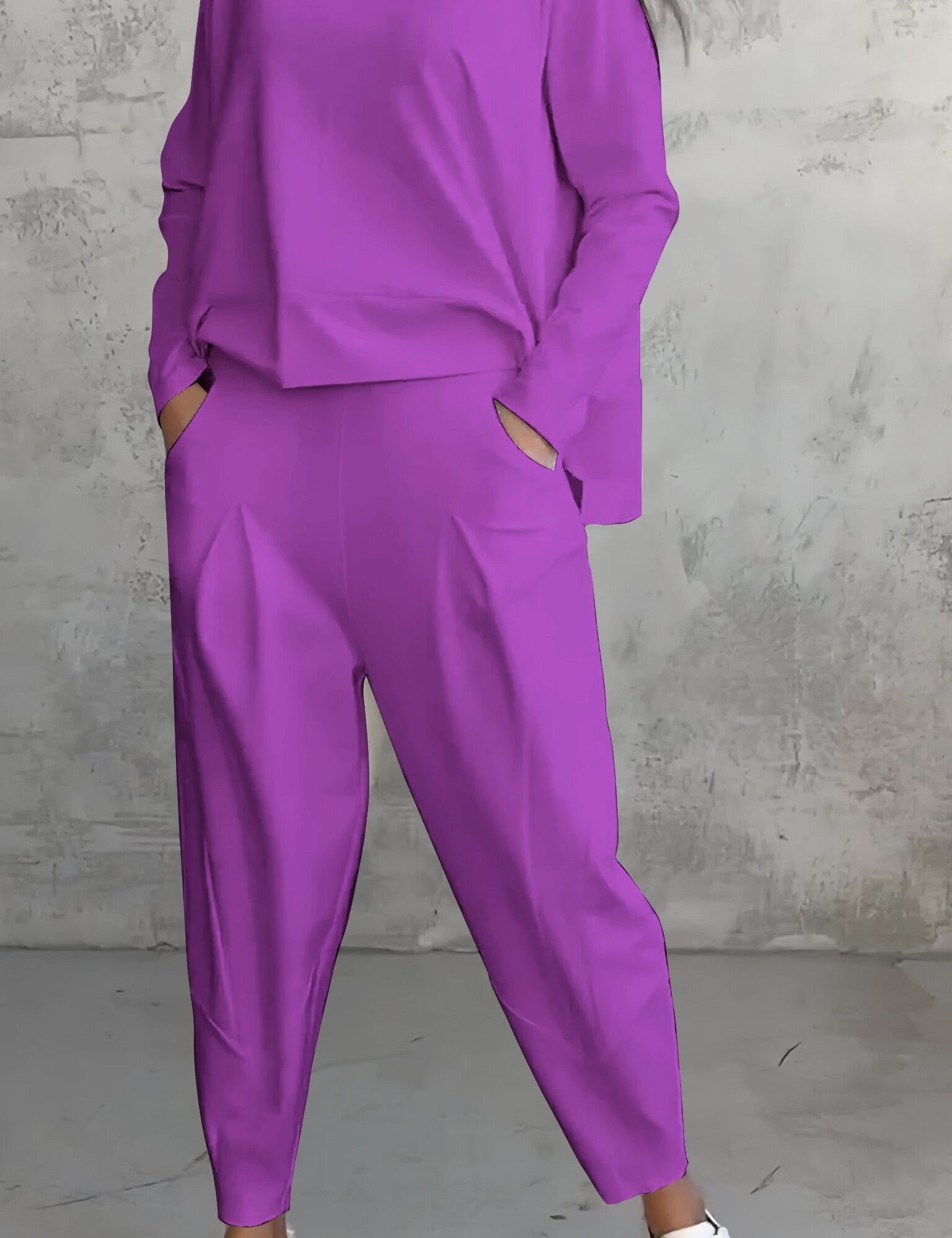 Tweedelige Dames Set Ruime Pasvorm | Oversized Top Boothals en Joggingbroek