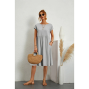 Dames zomerjurk midi met korte mouwen