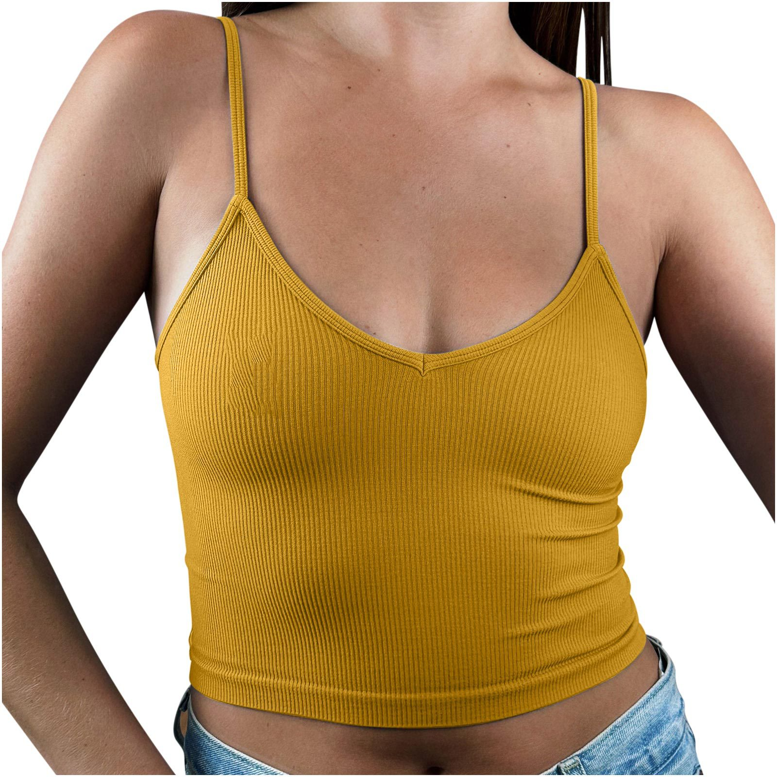 Dames basic tanktop | Slim-fit en v-hals met spaghettibandjes