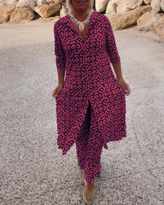 Women's set with geometric pattern and loose fit