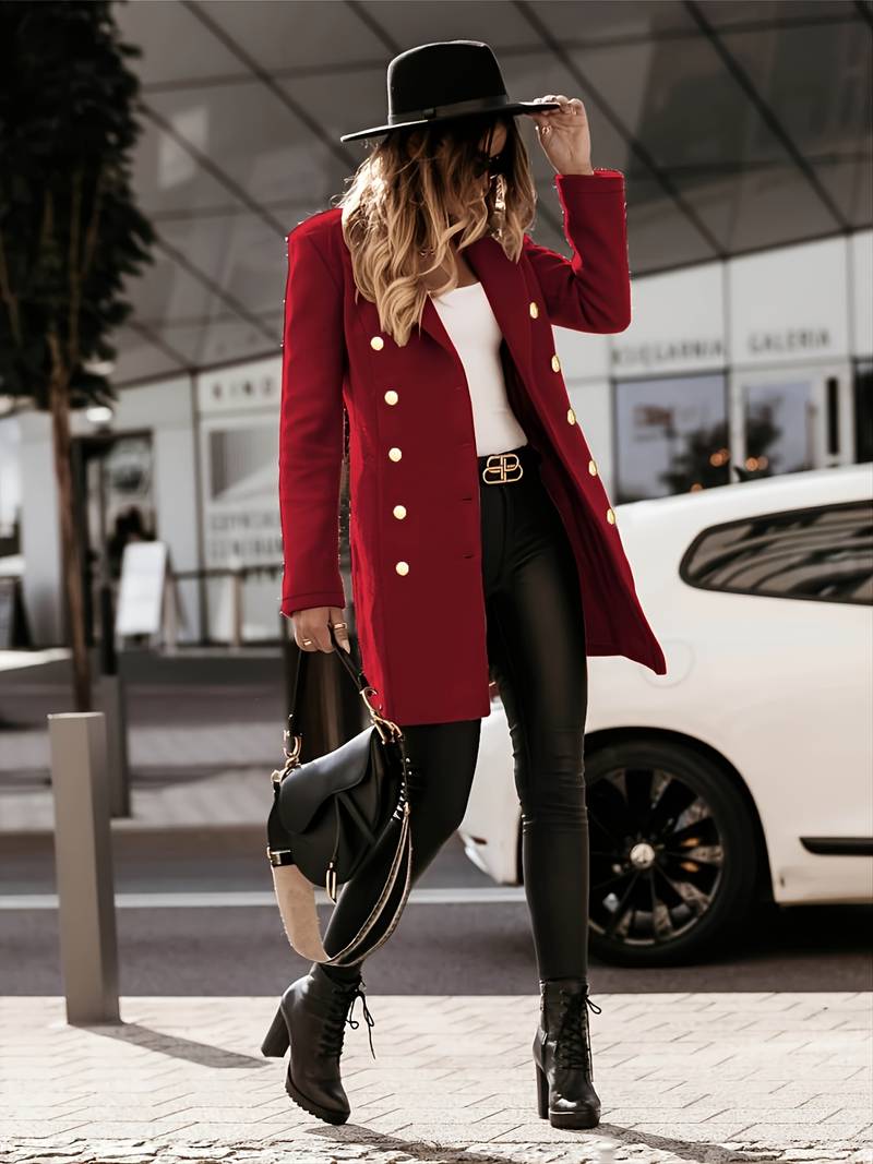 Dames blazerjas met dubbele rij knopen | Elegante lange blazer