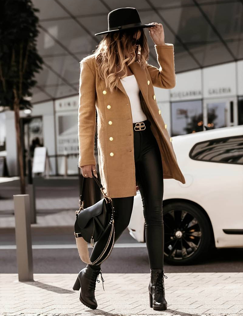 Dames blazerjas met dubbele rij knopen | Elegante lange blazer