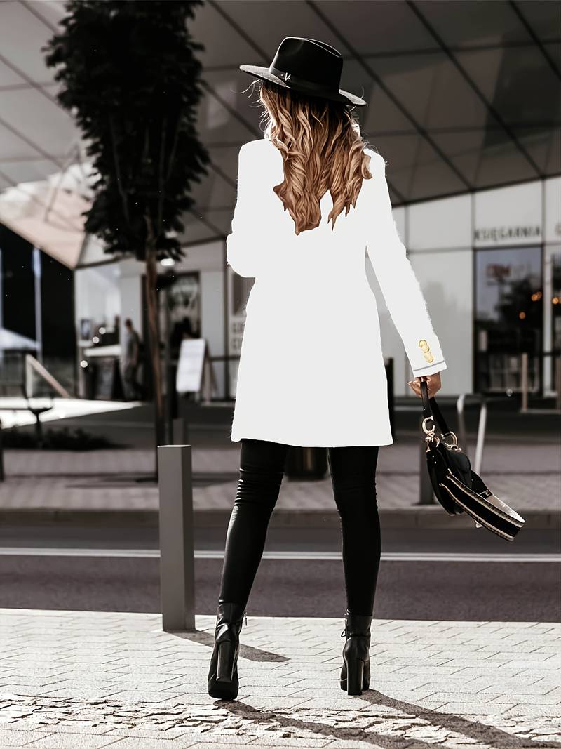 Dames blazerjas met dubbele rij knopen | Elegante lange blazer