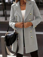 Dames blazerjas met dubbele rij knopen | Elegante lange blazer