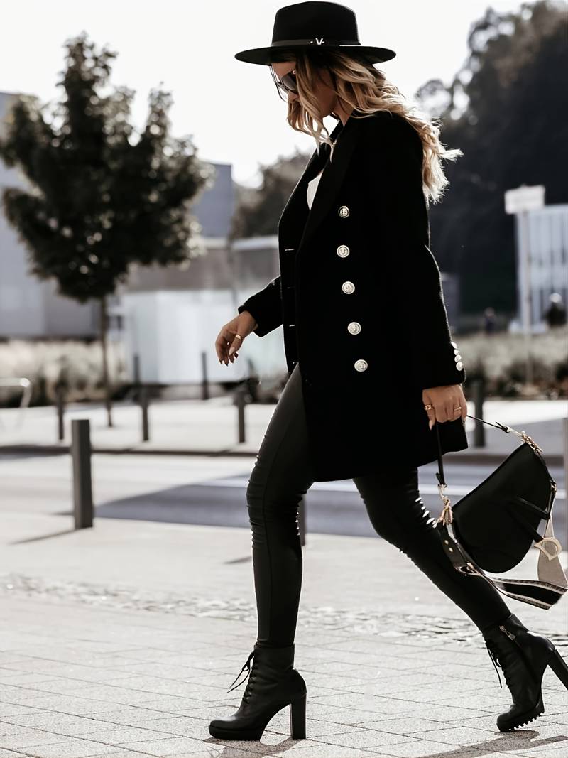 Dames blazerjas met dubbele rij knopen | Elegante lange blazer