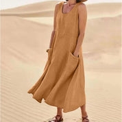 Dames zomerjurk mouwloos - Ronde hals relaxed fit