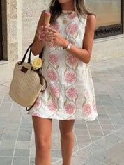 Dames zomerjurk mouwloos met bloemenprint mini