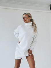 Oversized dames sweater dress | Knitwear mini-jurk met turtleneck