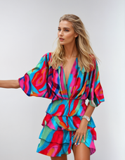 Dames zomerjurk met bloemenprint en elastische tailleband