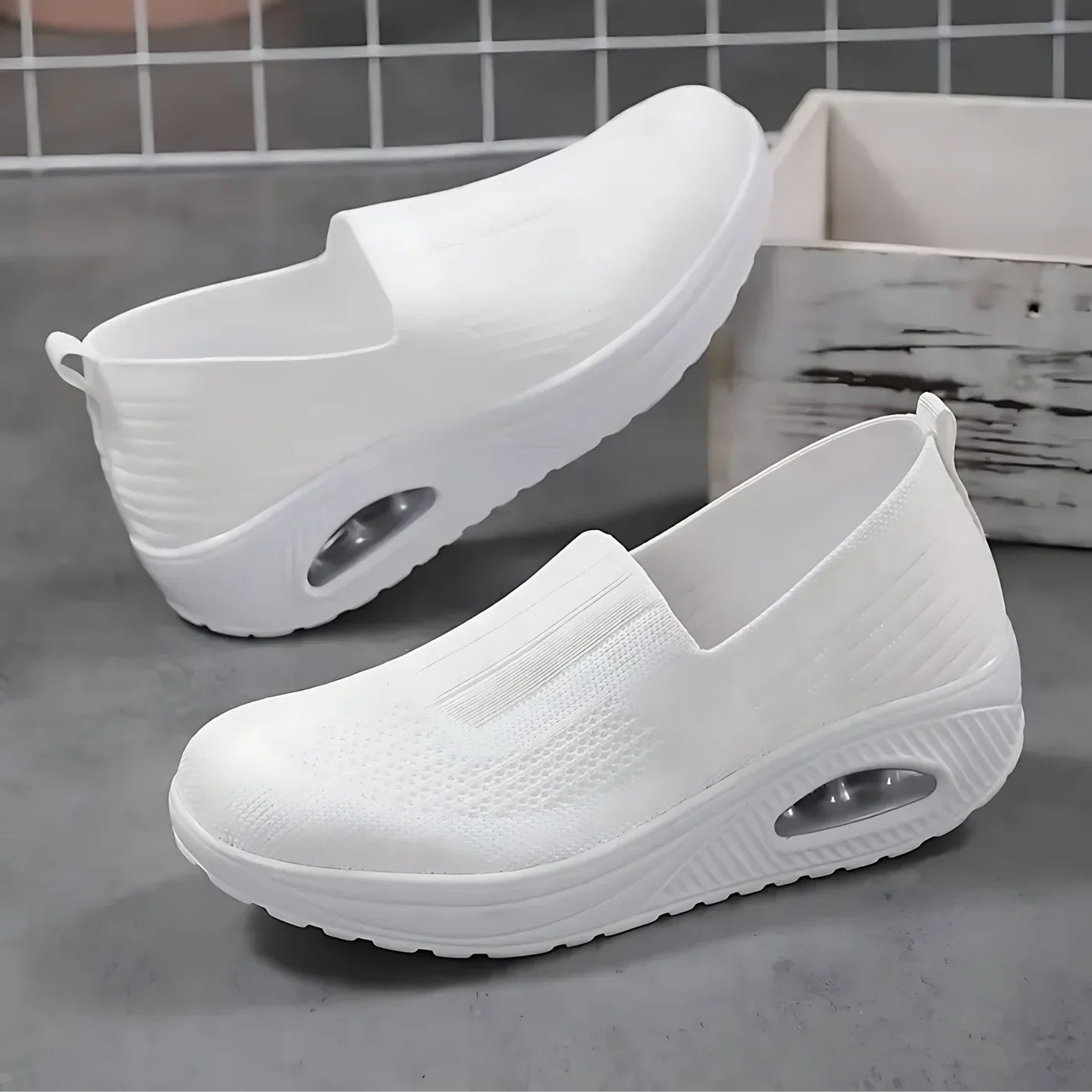 Comfortabele dames instappers | Ademend sneakers met dikke zool