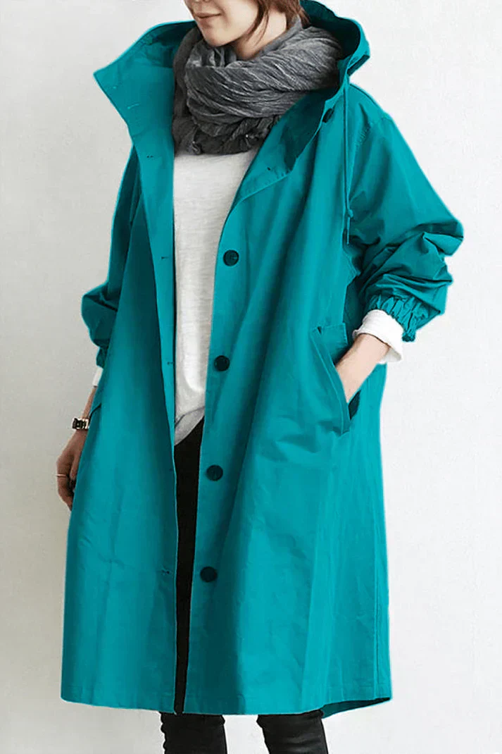 Damesjas met capuchon en knopen | Trenchcoat