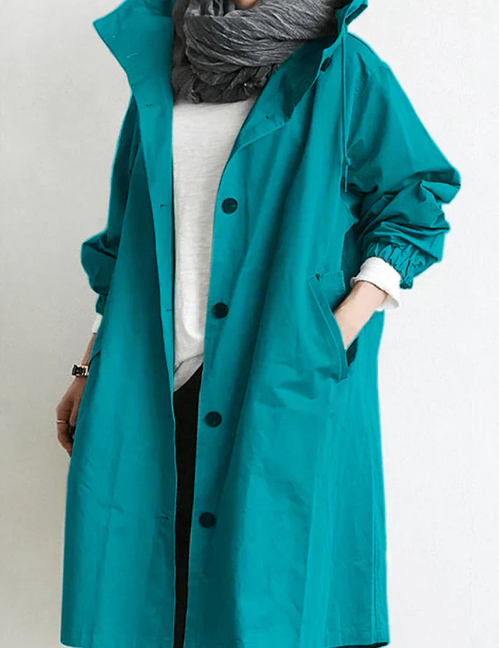Damesjas met capuchon en knopen | Trenchcoat