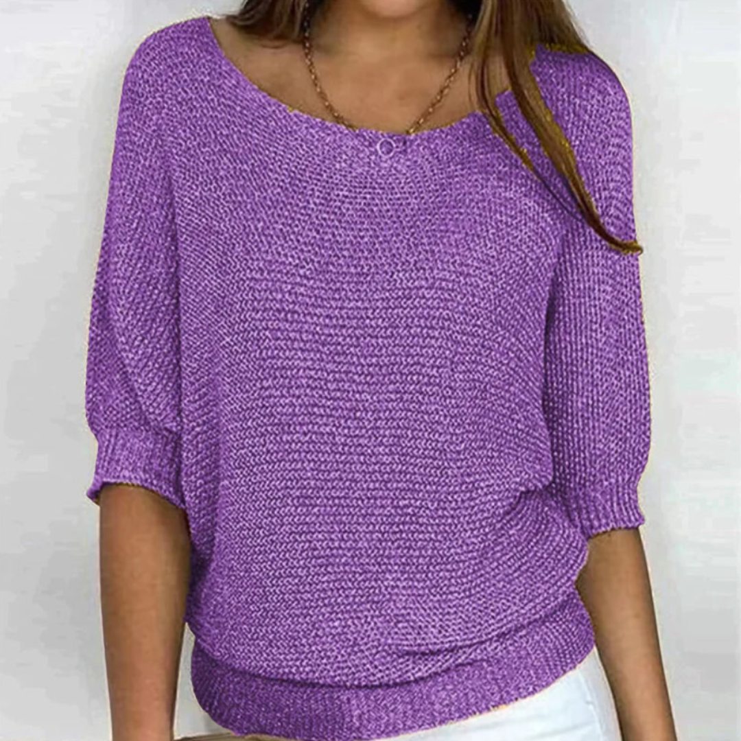 Luchtige dames trui | Halflange mouw gebreid shirt
