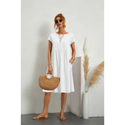 Dames zomerjurk midi met korte mouwen
