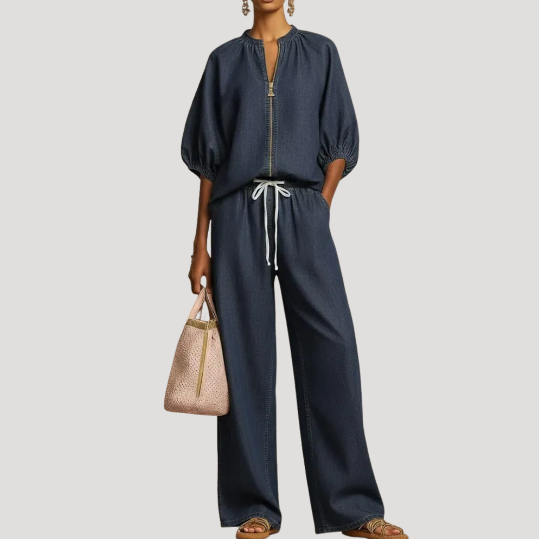 Zomer Co-Ord Set met Ballonmouwen en Wijde Broek