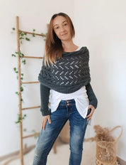 Dames 2-in-1 wikkelsjaal met mouwen | Bolero voor winter