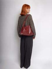 Grote Dames Schoudertas Glanzende Afwerking | Ruime Leren Look Tas met Pouch