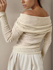 Women's off-shoulder sweater with long sleeves basic fit