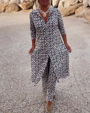 Women's set with geometric pattern and loose fit