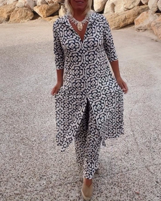 Women's set with geometric pattern and loose fit