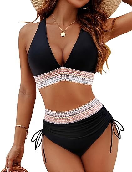 Ladies bikini set with high waist and top