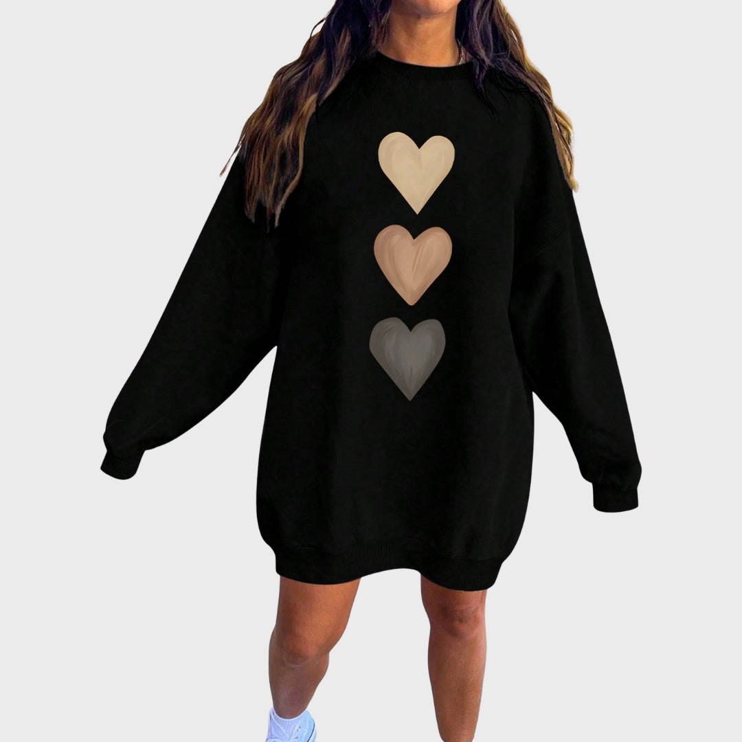 Oversized dames sweater jurk met hartjes patroon