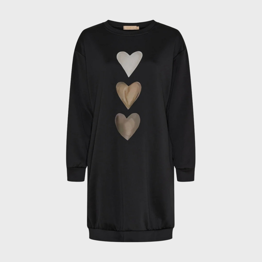 Oversized dames sweater jurk met hartjes patroon