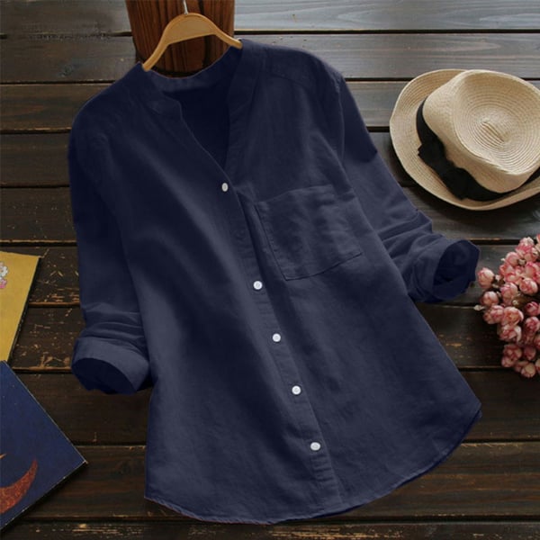 Luchtige dames blouse | Losvallende lange mouwen met borstzak