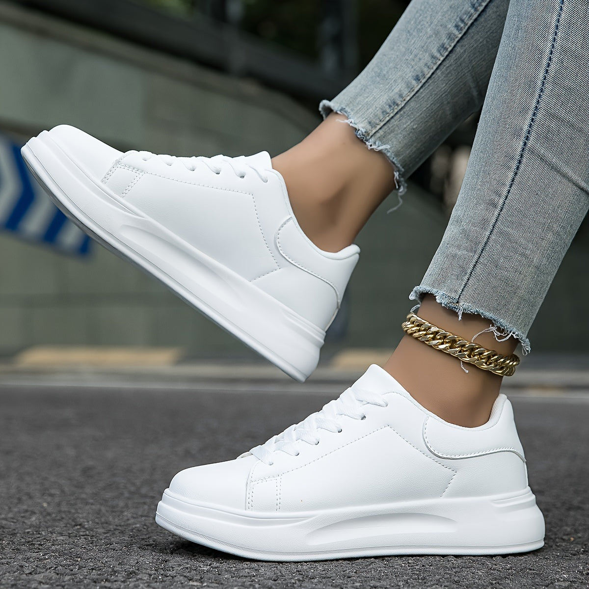 Dames sneakers | Comfortabele lage sportschoenen met dikke zool