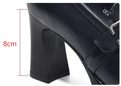 Dames Instappers met Hoge Blokhak | Loafers Stijl met Gespdetail