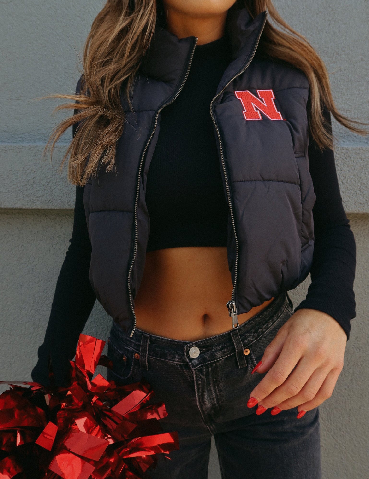 Cropped bodywarmer dames | Gevoerd met hoge kraag