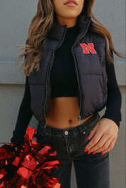 Cropped bodywarmer dames | Gevoerd met hoge kraag