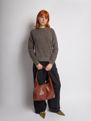 Grote Dames Schoudertas Glanzende Afwerking | Ruime Leren Look Tas met Pouch