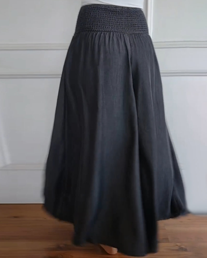 Dames wijde broek met hoge taille en elastische tailleband